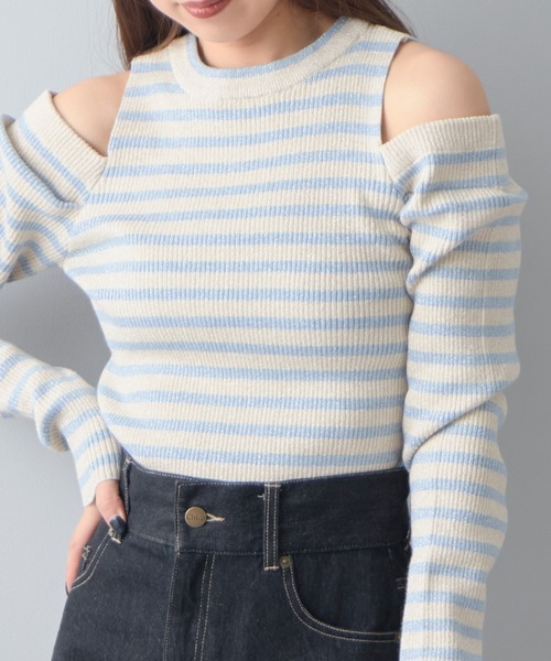 Chico（チコ）の「【2023SS】ラメ肩開きリブニット（ニット/セーター・レディース・ホワイト系その他2/ブルー/アイボリー/ブルー系その他2/ホワイト/ピンク・FREE）」の5枚目の写真