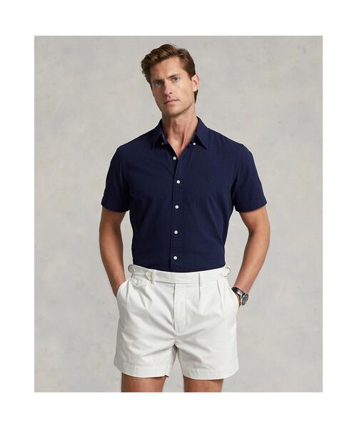 ラルフローレン シアサッカーシャツ　半袖　L 古着 ラルフローレン Ralph Lauren シアサッカー 半袖 ボタン