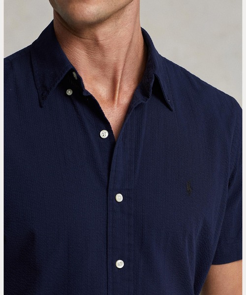 POLO RALPH LAUREN（ポロ ラルフ ローレン）の「クラシック フィット シアサッカー シャツ（シャツ/ブラウス・メンズ・ネイビー系1・L/S/XS/XL/M/XXL）」の4枚目の写真
