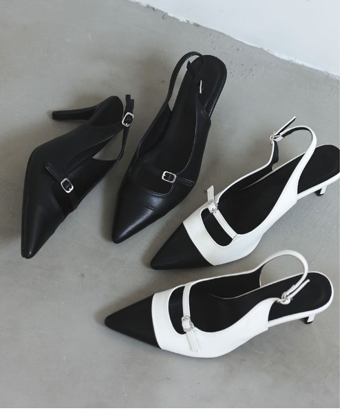 Re:EDIT（リエディ）の「[2023S/S COLLECTION][小さい/大きいサイズ有]ポインテッドトゥ切り替えデザインミュールパンプス（パンプス・レディース・アイボリー/ブラック・LARGE/MEDIUM/XX-LARGE/SMALL/X-SMALL/X-LARGE）」の10枚目の写真