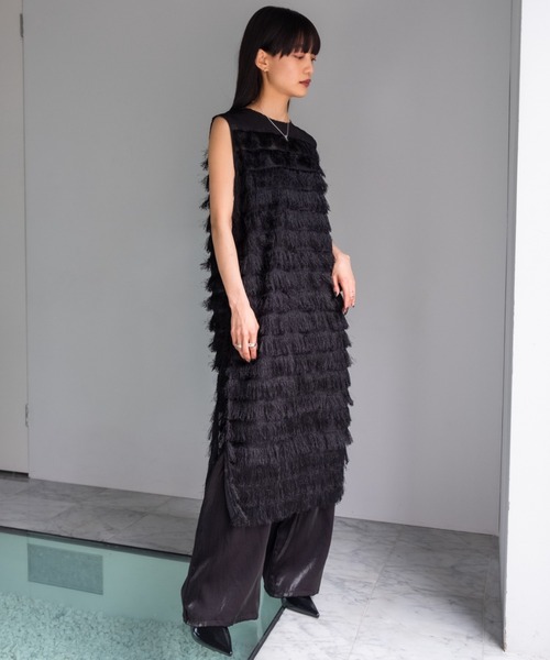 ドレス パーティードレス レディース サハラ sahara sahara（サハラ）の「Fringe Slit Dress（ワンピース）」 - WEAR