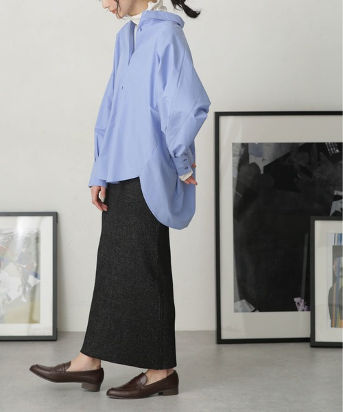 NANO universe（ナノユニバース）の「LB.04/メランジリブニットスカート（スカート・レディース・ブラック/ベージュ/ブルー・FREE）」の2枚目の写真