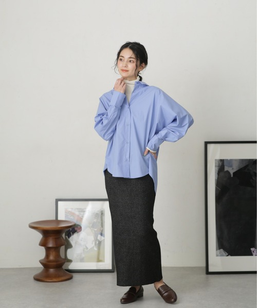 NANO universe（ナノユニバース）の「LB.04/メランジリブニットスカート（スカート・レディース・ブラック/ベージュ/ブルー・FREE）」の10枚目の写真