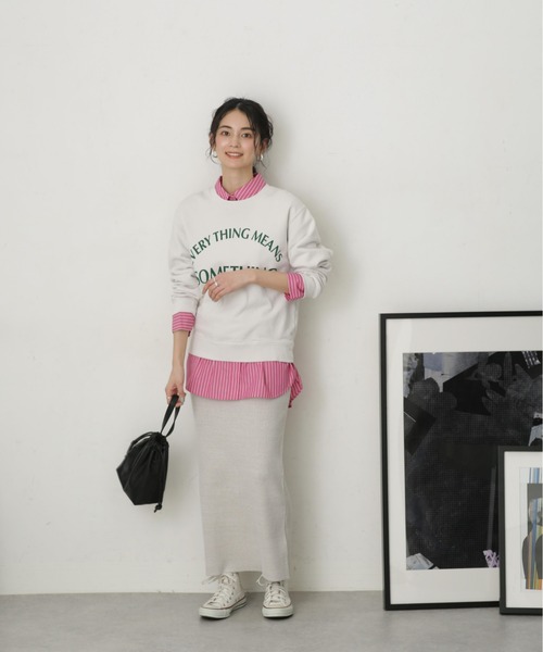 NANO universe（ナノユニバース）の「LB.04/メランジリブニットスカート（スカート・レディース・ブラック/ベージュ/ブルー・FREE）」の14枚目の写真