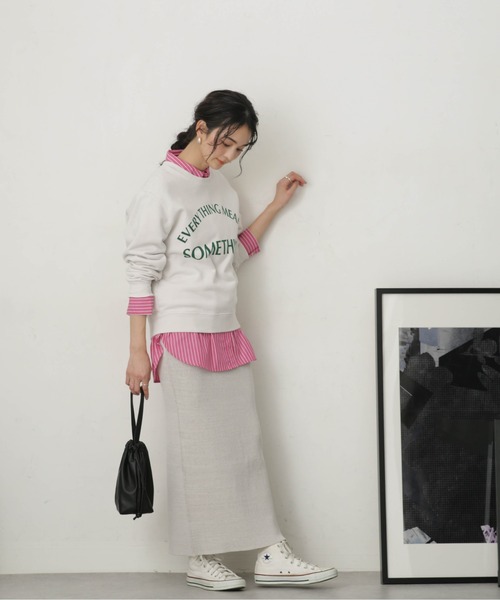 NANO universe（ナノユニバース）の「LB.04/メランジリブニットスカート（スカート・レディース・ブラック/ベージュ/ブルー・FREE）」の4枚目の写真