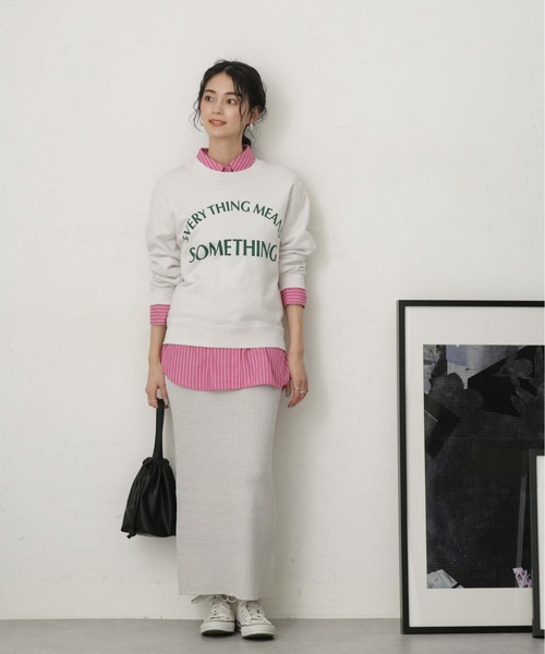 NANO universe（ナノユニバース）の「LB.04/メランジリブニットスカート（スカート・レディース・ブラック/ベージュ/ブルー・FREE）」の6枚目の写真