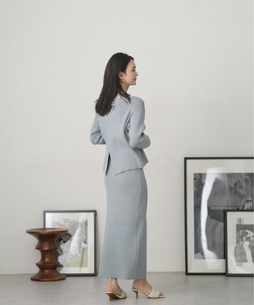 NANO universe（ナノユニバース）の「LB.04/メランジリブニットスカート（スカート・レディース・ブラック/ベージュ/ブルー・FREE）」の8枚目の写真