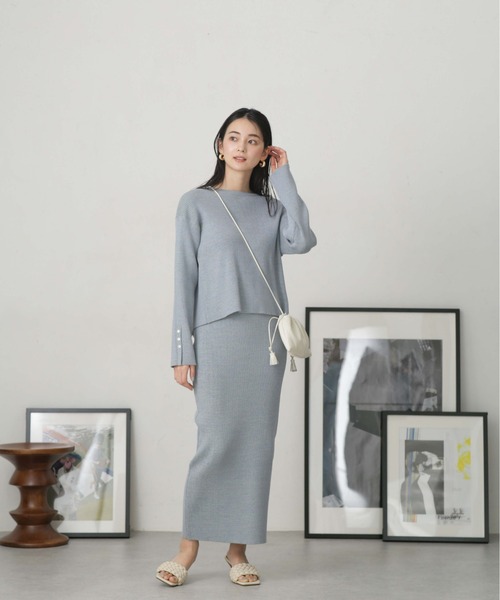 NANO universe（ナノユニバース）の「LB.04/メランジリブニットスカート（スカート・レディース・ブラック/ベージュ/ブルー・FREE）」の13枚目の写真