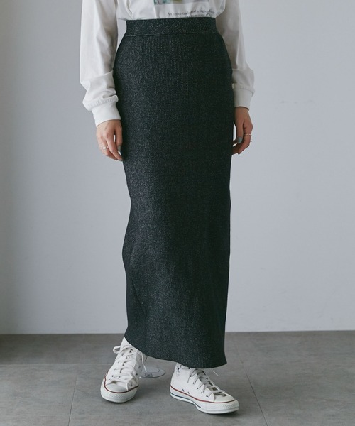 NANO universe（ナノユニバース）の「LB.04/メランジリブニットスカート（スカート・レディース・ブラック/ベージュ/ブルー・FREE）」の11枚目の写真