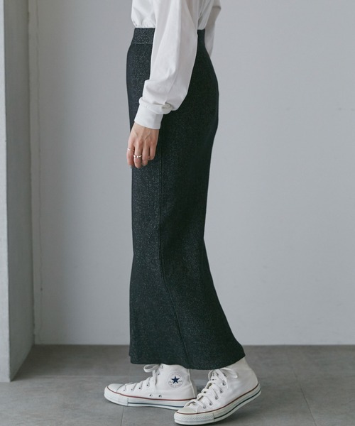 NANO universe（ナノユニバース）の「LB.04/メランジリブニットスカート（スカート・レディース・ブラック/ベージュ/ブルー・FREE）」の17枚目の写真