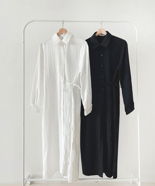 fd style（エフディ スタイル）の「ストリングロングシャツワンピース（ワンピース・レディース・Black/White・FREE）」の19枚目の写真