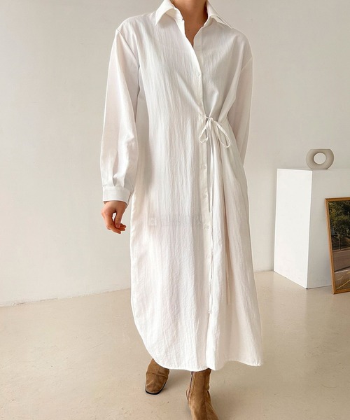 fd style（エフディ スタイル）の「ストリングロングシャツワンピース（ワンピース・レディース・Black/White・FREE）」の7枚目の写真