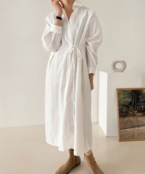 fd style（エフディ スタイル）の「ストリングロングシャツワンピース（ワンピース・レディース・Black/White・FREE）」の10枚目の写真