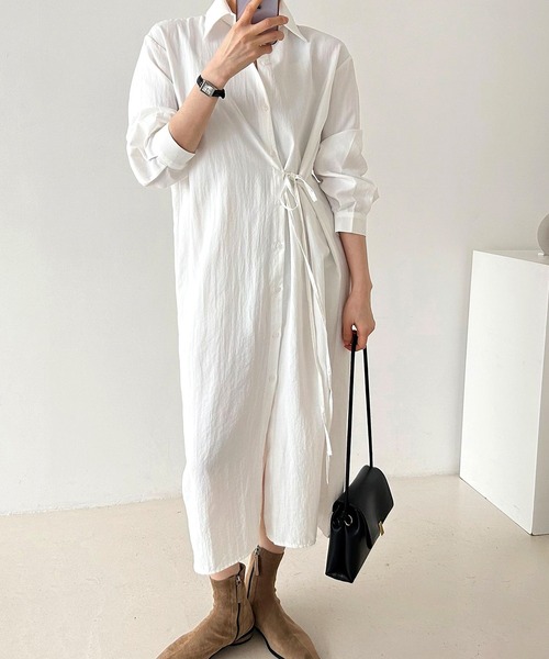 fd style（エフディ スタイル）の「ストリングロングシャツワンピース（ワンピース・レディース・Black/White・FREE）」の12枚目の写真