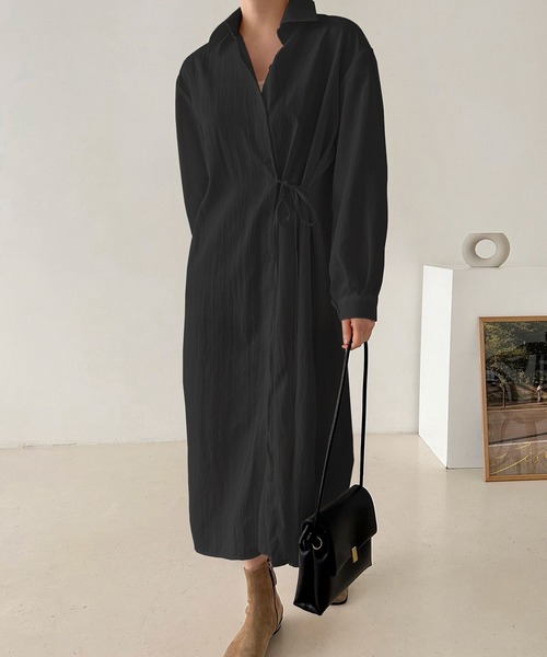 fd style（エフディ スタイル）の「ストリングロングシャツワンピース（ワンピース・レディース・Black/White・FREE）」の8枚目の写真