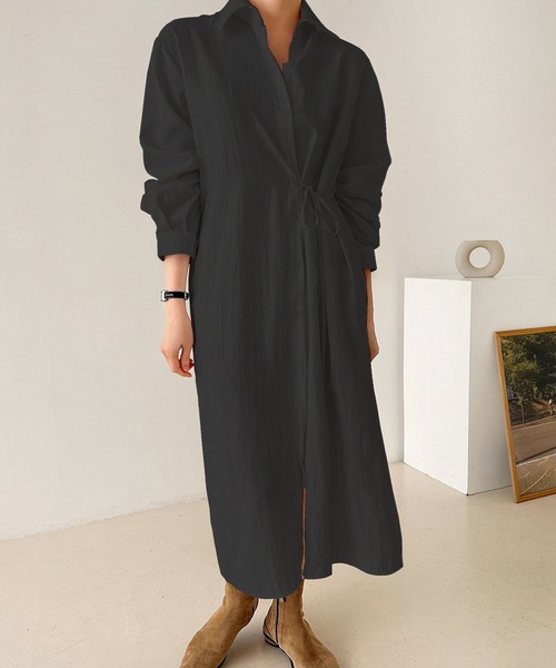 fd style（エフディ スタイル）の「ストリングロングシャツワンピース（ワンピース・レディース・Black/White・FREE）」の17枚目の写真