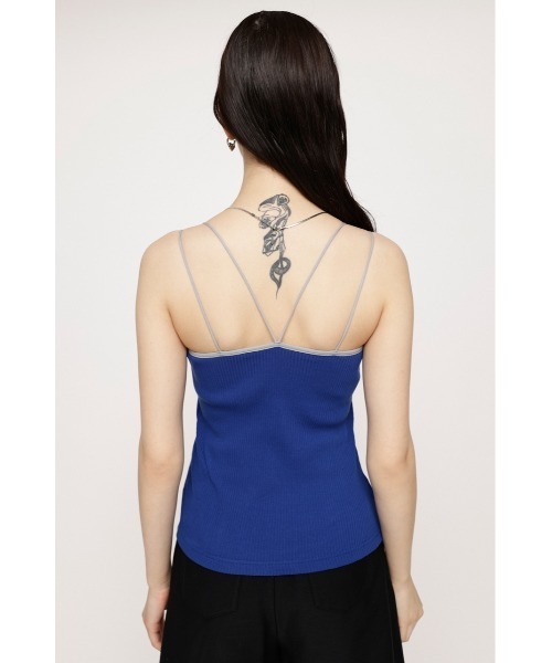 ⭐️試着のみ⭐️CC 25P トップ プリントシルクロゴ　キャミソール ネイビー40 シルクサテン Vネック キャミソール トップ（インナーウェア/肌着