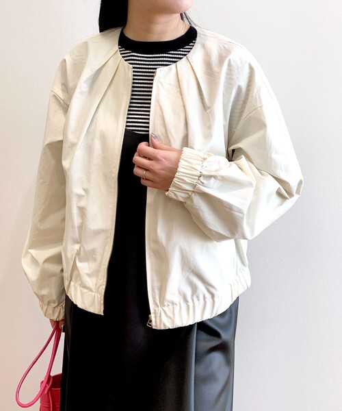 OPAQUE.CLIP（オペークドットクリップ）の「◆ノーカラーブルゾン【撥水加工/洗濯機洗い可】（ブルゾン・レディース・オフホワイト/ブラック/ベージュ・38/40）」の12枚目の写真