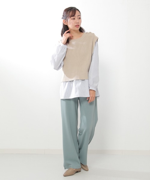 ikka(イッカ)の「ニットベストレイヤードプルオーバー(ニット/セーター・レディース・ベージュ/ネイビー/ミント・M/S/L)」の7枚目の写真
