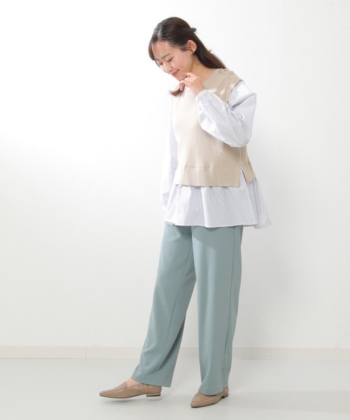 ikka(イッカ)の「ニットベストレイヤードプルオーバー(ニット/セーター・レディース・ベージュ/ネイビー/ミント・M/S/L)」の8枚目の写真