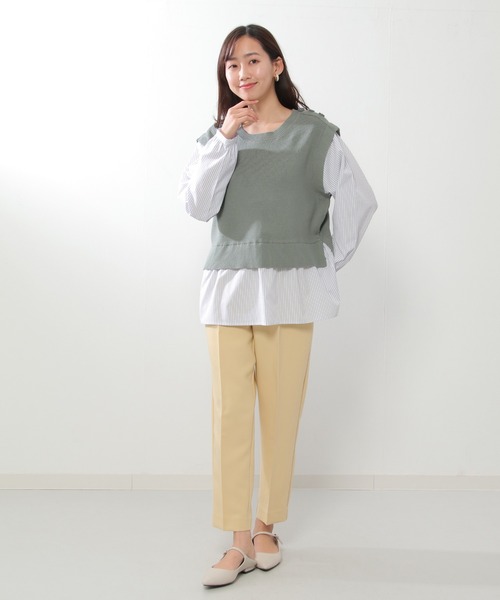 ikka(イッカ)の「ニットベストレイヤードプルオーバー(ニット/セーター・レディース・ベージュ/ネイビー/ミント・M/S/L)」の10枚目の写真