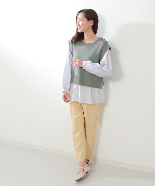 ikka(イッカ)の「ニットベストレイヤードプルオーバー(ニット/セーター・レディース・ベージュ/ネイビー/ミント・M/S/L)」の9枚目の写真