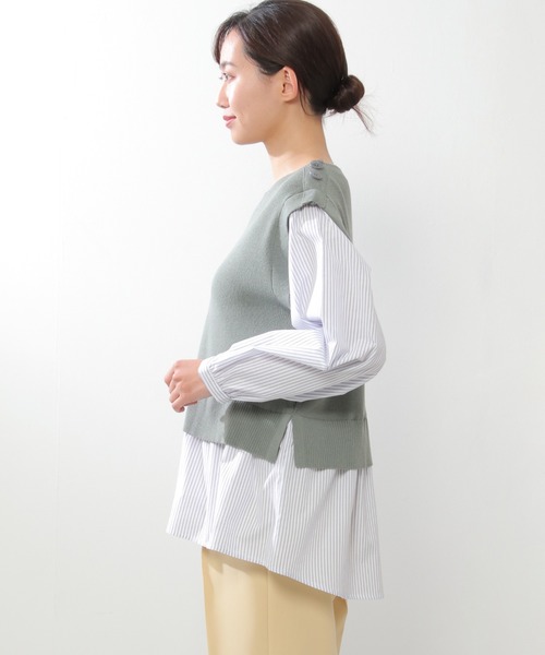 ikka(イッカ)の「ニットベストレイヤードプルオーバー(ニット/セーター・レディース・ベージュ/ネイビー/ミント・M/S/L)」の15枚目の写真