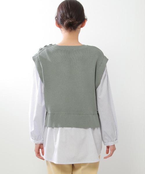 ikka(イッカ)の「ニットベストレイヤードプルオーバー(ニット/セーター・レディース・ベージュ/ネイビー/ミント・M/S/L)」の16枚目の写真