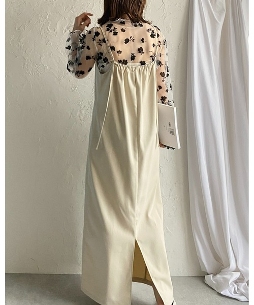 She's Closet(シーズクローゼット)の「花柄長袖フレアスリーブメロウハイネックシアーチュールトップス(Tシャツ/カットソー・レディース・モカ/オフホワイト/ブラック・FREE)」の12枚目の写真