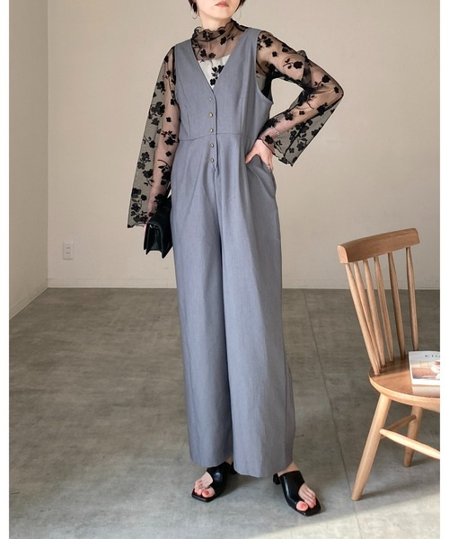 She's Closet(シーズクローゼット)の「花柄長袖フレアスリーブメロウハイネックシアーチュールトップス(Tシャツ/カットソー・レディース・モカ/オフホワイト/ブラック・FREE)」の17枚目の写真