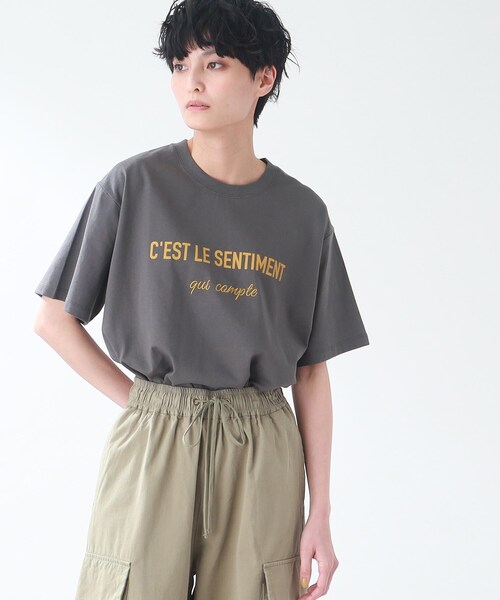 THE SHOP TK （ザ ショップ ティーケー ）の「◆【オーガニックコットン/洗える】ロゴ＆刺繍Tシャツ（Tシャツ/カットソー・レディース・チャコール/ブルー系/ホワイト系その他・13/12）」の13枚目の写真