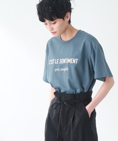 THE SHOP TK （ザ ショップ ティーケー ）の「◆【オーガニックコットン/洗える】ロゴ＆刺繍Tシャツ（Tシャツ/カットソー・レディース・チャコール/ブルー系/ホワイト系その他・13/12）」の17枚目の写真