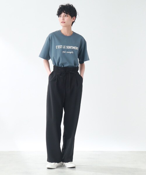 THE SHOP TK （ザ ショップ ティーケー ）の「◆【オーガニックコットン/洗える】ロゴ＆刺繍Tシャツ（Tシャツ/カットソー・レディース・チャコール/ブルー系/ホワイト系その他・13/12）」の18枚目の写真