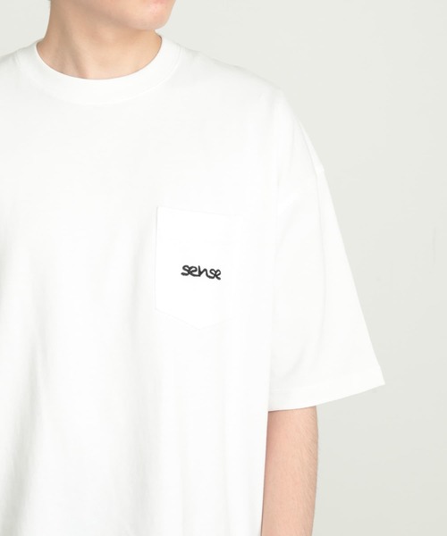 SENSE OF PLACE by URBAN RESEARCH(センスオブプレイスバイアーバンリサーチ)の「『ユニセックス』シシュウヘビーウエイトポケットTシャツ(5分袖)(Tシャツ/カットソー・メンズ・オートミール/グリーン/ホワイト/レッド/ネイビー・MEDIUM/LARGE)」の2枚目の写真