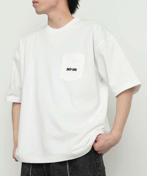 SENSE OF PLACE by URBAN RESEARCH(センスオブプレイスバイアーバンリサーチ)の「『ユニセックス』シシュウヘビーウエイトポケットTシャツ(5分袖)(Tシャツ/カットソー・メンズ・オートミール/グリーン/ホワイト/レッド/ネイビー・MEDIUM/LARGE)」の10枚目の写真