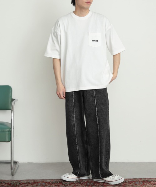 SENSE OF PLACE by URBAN RESEARCH(センスオブプレイスバイアーバンリサーチ)の「『ユニセックス』シシュウヘビーウエイトポケットTシャツ(5分袖)(Tシャツ/カットソー・メンズ・オートミール/グリーン/ホワイト/レッド/ネイビー・MEDIUM/LARGE)」の7枚目の写真