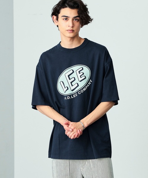 Lee(リー)の「Lee/リー オーバルロゴ半袖Tシャツ(Tシャツ/カットソー・メンズ・グリーン/ネイビー/ベージュ/チャコール・LARGE/MEDIUM/X-LARGE/SMALL)」の4枚目の写真