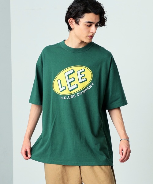 Lee(リー)の「Lee/リー オーバルロゴ半袖Tシャツ(Tシャツ/カットソー・メンズ・グリーン/ネイビー/ベージュ/チャコール・LARGE/MEDIUM/X-LARGE/SMALL)」の3枚目の写真