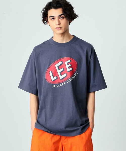 Lee(リー)の「Lee/リー オーバルロゴ半袖Tシャツ(Tシャツ/カットソー・メンズ・グリーン/ネイビー/ベージュ/チャコール・LARGE/MEDIUM/X-LARGE/SMALL)」の2枚目の写真