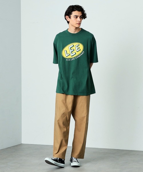 Lee(リー)の「Lee/リー オーバルロゴ半袖Tシャツ(Tシャツ/カットソー・メンズ・グリーン/ネイビー/ベージュ/チャコール・LARGE/MEDIUM/X-LARGE/SMALL)」の9枚目の写真