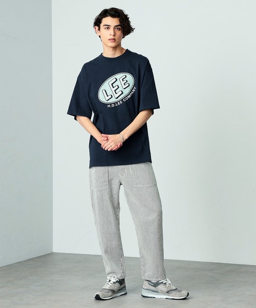 Lee(リー)の「Lee/リー オーバルロゴ半袖Tシャツ(Tシャツ/カットソー・メンズ・グリーン/ネイビー/ベージュ/チャコール・LARGE/MEDIUM/X-LARGE/SMALL)」の10枚目の写真