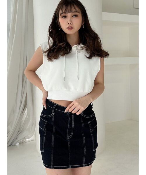 GYDA（ジェイダ）の「GGノースリーブパーカー（パーカー・レディース・グレー/ブラック/オフホワイト・FREE）」の17枚目の写真