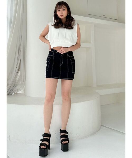 GYDA（ジェイダ）の「GGノースリーブパーカー（パーカー・レディース・グレー/ブラック/オフホワイト・FREE）」の19枚目の写真