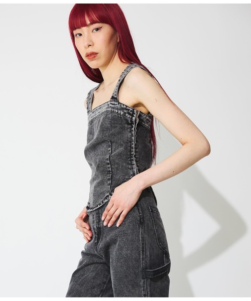ANLIBERTY ANAP（アンリバティアナップ）の「ラウンドヘムデザインデニムトップス【セットアップ可能】（チューブトップ・レディース・ブラック/ブルー・S/M）」の13枚目の写真