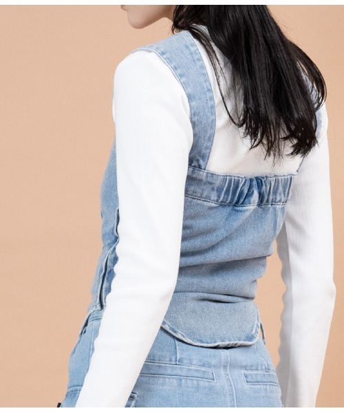 ANLIBERTY ANAP（アンリバティアナップ）の「ラウンドヘムデザインデニムトップス【セットアップ可能】（チューブトップ・レディース・ブラック/ブルー・S/M）」の12枚目の写真