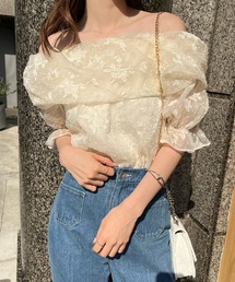 one after another NICE CLAUP | オーガンオフショルブラウス(シャツ/ブラウス)