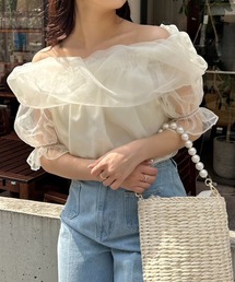 one after another NICE CLAUP | オーガンオフショルブラウス(シャツ/ブラウス)