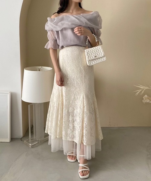 one after another NICE CLAUP(ワンアフターアナザーナイスクラップ)の「オーガンオフショルブラウス(シャツ/ブラウス・レディース・ライトグレー/ホワイト系その他/アイボリー/ホワイト系/ライトピンク・FREE)」の17枚目の写真