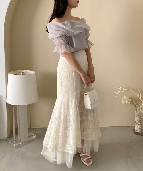 one after another NICE CLAUP(ワンアフターアナザーナイスクラップ)の「オーガンオフショルブラウス(シャツ/ブラウス・レディース・ライトグレー/ホワイト系その他/アイボリー/ホワイト系/ライトピンク・FREE)」の15枚目の写真