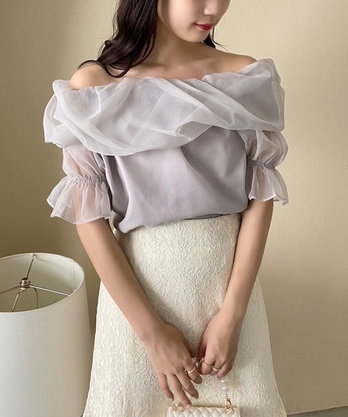 one after another NICE CLAUP(ワンアフターアナザーナイスクラップ)の「オーガンオフショルブラウス(シャツ/ブラウス・レディース・ライトグレー/ホワイト系その他/アイボリー/ホワイト系/ライトピンク・FREE)」の16枚目の写真